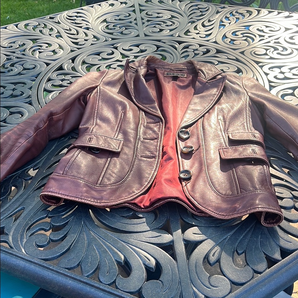 Dark red/ maroon leather jacket